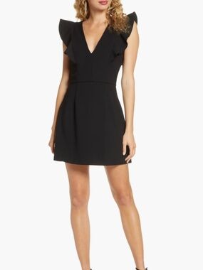 NWOT French Connection Whisper Ruffle Black Mini Dress XXS US 2